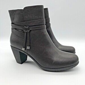 Madeline Girl Olga Ankle Booties Women's Size 8.5M Brown Faux Leather Heel Boots